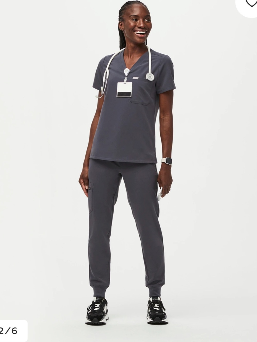 Figs Catarina One-Pocket Scrub Top™ - Charcoal
